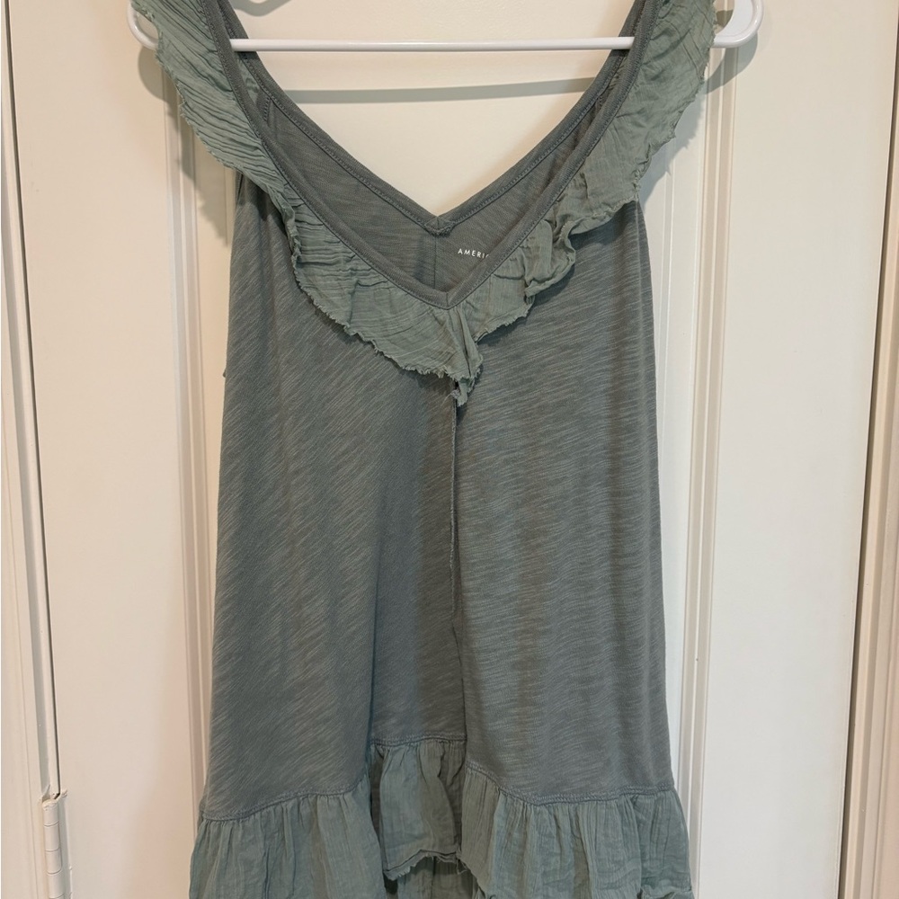 Green Ruffled Sleeveless Top